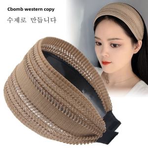 Wide-Brimmed Cover Gray Hair Headband Bangs Minimalist Toothed Non Slip Hair Hoop Hollow Breathable Fresh Hair Band Female Headdress