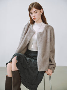 DUSHU | Snowy Frost Eco-friendly Imitation Mink Fur Short Jacket