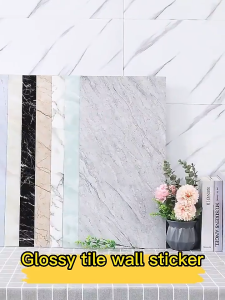 10PCS 30*60CM PVC Wall Sticker Self-Adhesive Imitation Marble Tiles Waterproof Home Decor Easy To Install Peel And Stick Design Removable Adhesive Durable Material Suitable For Living Room Bedroom Kitchen Bathroom Office Walls