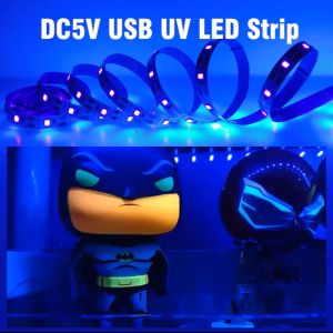UV LED Strip Light 0.5m/1m/2m USB LED Light Strip Ribbon Ultraviolet Backlight DIY Flexible Waterproof Tape for for DJ Fluorescence Party