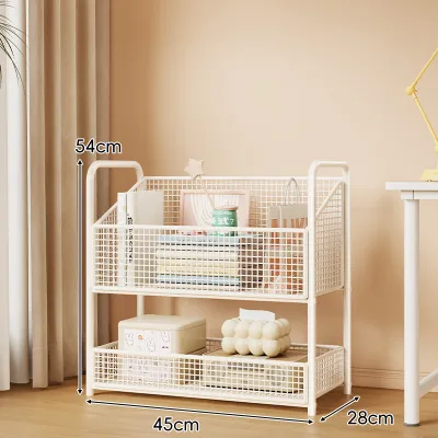 wubuwei | Mobile Rolling Bookshelf Desk Side Multi-Layer Storage Rack Easy Assembly Metal Bookcase for Home Dormitory with Wheels