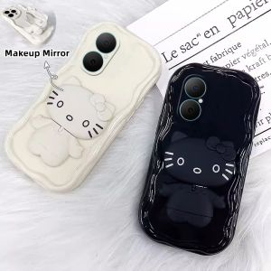 Cartoon Casing Huawei Nova Y73 NovaY73 HuaweiNovaY73 Hot Cute Trend Creative Fashion Anti-drop Phone Case with 360° Swivel Cat Mirror Stand 2025