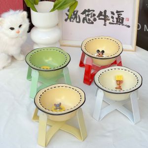 BD Flying Saucer Pet Bowl Ceramic Cat Dish Dog Water Bowl High-legged Cat Food Tray Increased Height Feeder for Cats And Dogs