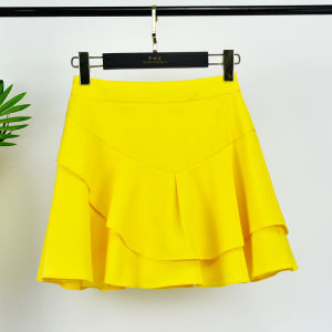 Yellow Pleated Mini Skirt Womens Summer New Dance White Half Skirt Sporty Midi Skirt Red Skort High Waist A-Line Skirt