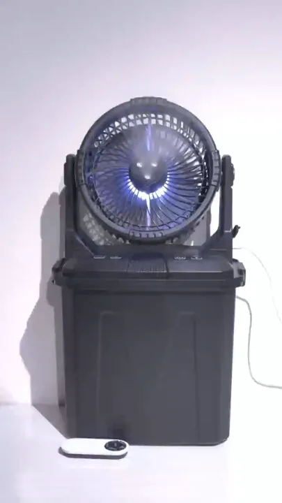 PONY Camping spray fan, Cooling fan portable bucket fan,usb charging, camp tent fan, multi-color light