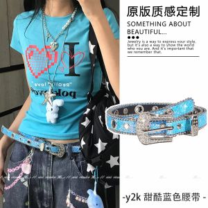 Ultra Heavy Duty Silver Diamond Embedded Punk Style Belt Y2K Cool Hot Girl Jeans Belt Womens Accessory Hip Hop Style