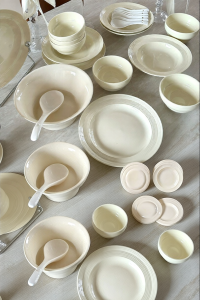 mornenjoy | French Cream Style Underglaze Ceramics Dinner Set