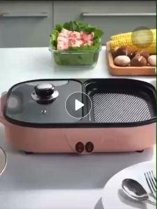 Bếp lẩu nướng 2 ngăn Hàn Quốc Nồi lẩu 2 in 1 siêu chống dính đa năng - Bếp điện đa năng SHANBAN