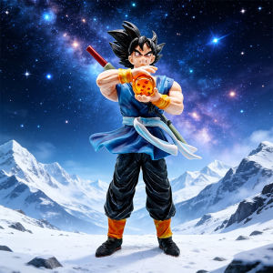 Bandai | Dragon Ball Z Super Saiyan Goku Rage Statue Holding Dragon Ball Anime Figure Desktop Decor
