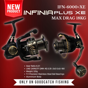 Pioneer Infinia Plus XE 6000 Spinning Reel 7+1BB 18kg Max Drag Metal Body Fishing Reel Saltwater