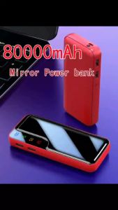 Original power bank 80000mAh Dual USB 2.1A fast charging powerbank 100% mirror With LED display & flashlight and