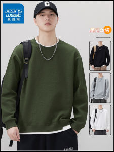 Jeanswest Trendy Brand Fake Two-Piece Hoodie Long Sleeve round Neck Sweatshirt for Boys Spring Autumn Youth American Style Top