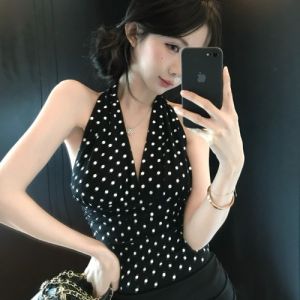 GUZILIAN | Áo ba lỗ không tay cổ chữ V Pure Desire dành cho nữ mùa hè Áo khoác ngoài gợi cảm hở lưng Áo lót bó sát Áo ba lỗ không tay phong cách Hàn Quốc