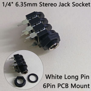 1/4" 6.35mm TRS Stereo Jack Socket Short/Long Pin 6Pin PCB Mount Female Connector for Guitar Amplifier Mixer DJ Audio Equipment