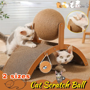 2 In 1 Cat Scratch Ball Multifunction Wear-Resistant Cat Scratch Board Solid Wood Pet Cat Toy M-L
