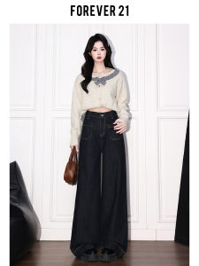 High Waist Wide Leg Denim Jeans Womens Loose Fit Retro Style Blue Jeans Versatile Straight Cut Trousers for Young Ladies