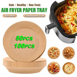 Ready Stock 50/100Pcs Air Fryer Paper Tray Air Fryer Disposable Paper Liner Oilproof Baking Paper Air Fryer Oilproof Parchment Paper Air Fryer Liners Air Fryer Tray Liner Kitchen Round Oil Paper Steamer Food Oven Paper Air Fryer Paper
