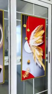 Tranh dán tường 3D VTC Cửu ngư quần hội hoa sen xanh