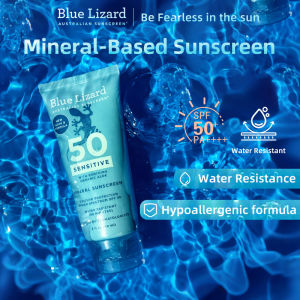 BLUE LIZARD Sensitive Mineral Sunscreen SPF 50 Lotion Tube 3oz Fragrance-free Water Resistant Sensitive-friendly Non-sticky Long-lasting