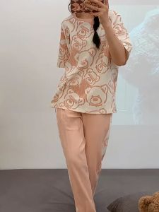 [C08]  Bộ Mặc Nhà Cộc TayQuần Dài  Nữ Trẻ Trung Năng Động Chất Cotton  Hàng Quảng Châu Cao Cấp (2023)