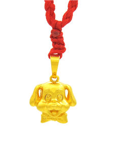 Waterproof 24K Gold Plated Little Adorable Dog Necklace with Red String Pendant for Girls Zodiac Year of Dog Accessories