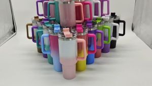 083 แก้วน้ำเก็บความเย็น เก็บอุณหภูมิ 40ออนซ์/1200ml สีทูโทน แถมหลอดสแตนเลส แก้วน้ำสแตนเลสมือจับ