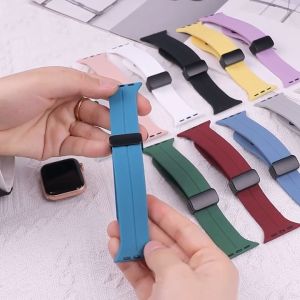 Magnetic Strap Loop for Ultra 49mm Apple Watch Band Series 8 7 6 5 SE 44mm 45mm 40mm 41mm Silicone Adjustable Bracelet with Magnetic Buckle for Apple Watch 42mm 38mm(SOOAX)