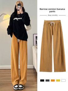 YAMIANNV | High Waist Straight Leg Casual Pants Womens Spring Autumn Thin Versatile Loose Wide Leg Banana Pants Long Trousers