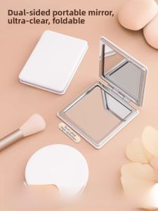 Mini Portable Folding Makeup Mirror Double Sided Handheld Compact Travel Size Mirror for Students Home Use Personal Care