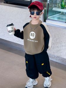 ทันสมัย ฤดูใบไม้ร่วง ชุดเครื่องแต่งกายสําหรับเด็กผู้ชาย เด็กทารก เสื้อผ้า สไตล์ลำลอง ชุดเซ็ต 2 ชิ้น ใส่สบาย ผ้าฝ้าย โพลีเอสเตอร์ Blend เสื้อผ้าเด็ก