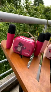 Bộ loa mic karaoke NUTEK KD34 kết nối không dây mẫu mini dễ thương ba màu trắng hồng 2 mic chính hãng DISNEY