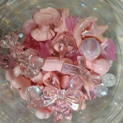 Pink - 20g / 50g Color Acrylic Beads Mix Irregular Mixed Beads for Jewelry/Accesory/Phone Charm Making DIY Pack Per Gram
