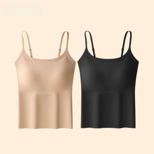 MiiOW | เสื้อกั๊กสายเดี่ยวผ้าไหมน้ำแข็ง Catman สำหรับผู้หญิง ใส่ด้านในพร้อมแผ่นเสริมหน้าอก ป้องกันการเปิดเผย ไร้รอยตะเข็บ ด้านหลังสวยงาม ใส่ด้านนอกปิดหน้าอกได้