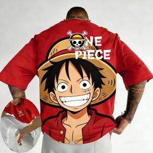 Bandai | "One Piece" Japanese Anime Mens Printed T-shirts Millennium Summer Leisure with Short Sleeves Leisure Boy Childrens T-shirt