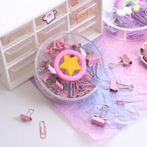 คลิปหนีบกระดาษ 72ชิ้น พร้อมกล่องใส่แยก 4ช่อง คลิปโลหะหนีบกระดาษ สําหรับโรงเรียนและสํานักงาน