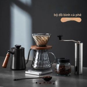 GIANXI Bộ Bình Cà Phê 5 Món Barista Chuyên Nghiệp Dụng Cụ Chịu Nhiệt V02 Phễu Phong Cách Ý Giấy Lọc Cà Phê Phụ Kiện
