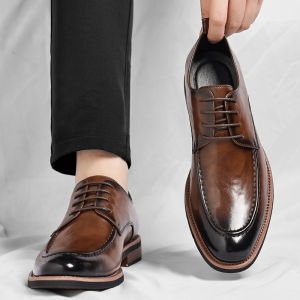 NUDANLAI | Breathable Brown English Style Pointed Soft Bottom Casual Shoes