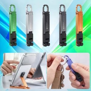 KEBIDU 3PCS Mini Foldable Keychain Phone Stand Multi-Angle Adjustable Lightweight Hands-Free Cell Phone Holder for Travel Desk