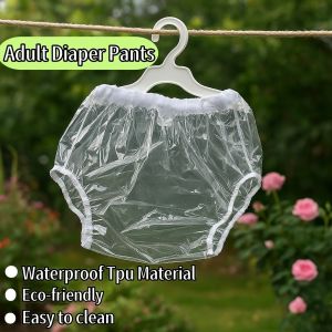 AIO 1Pcs Clear Adult TPU Waterproof Incontinence Diaper Elastic Reusable Diaper Pants for Elderly Disabled Dropshipping