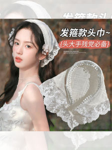 Fashionable Lace Scarf Womens Headband Summer Thin Style French Countryside Triangle Scarf Vintage Personality Hair Accessory