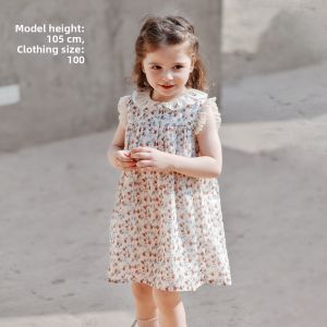 OAK FAMILY | Sleeveless Lace Floral Girls Cotton Dress