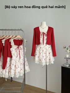 Váy Dài Không Tay in Hoa Cotton Kiểu Pháp Cạp Cao Váy Dài Chữ A Váy Mùa Hè Váy Dài Cổ Vuông