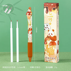 High Aesthetic Value Neutral Pen Cute Cartoon Panda Brush Question Smooth Drying Black Carbon Pen Core 0.5 Bullet Tip round Ball Pen for Students