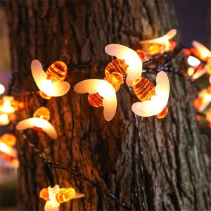 พลังงานแสงอาทิตย์น้ําผึ้ง Bee LED String Fairy Light Bee สวนกลางแจ้งรั้ว Patio Garland ไฟ 20/50/100LEDs