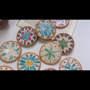 จานรองแก้วน้ำ (G01) จานหวาย ของที่ระลึก souvenir ของฝาก Thailand