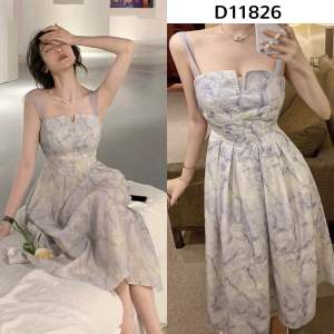 D11826 Violet Marble Sleeveless Flare Dress