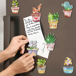 8 / DIY Refrigerator Diamond Painting Kit Multicolored Succulent Diamond Art Refrigerator Magnet Wine Cabinet Bar Locker