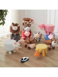 Home Use Small Stool Creative Cartoon Childrens Seat Living Room Coffee Table Stool Entrance Shoe Changing Stool Real Wood