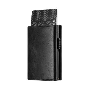 YATBEST Mens Credit Card Holder RFID Anti-Theft Brush Magnetic Suction Portable Pop-Up Wallet With Zipper Coin Pocket