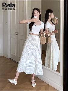 puella | Chân Váy Dài In Đốm Phong Cách Retro